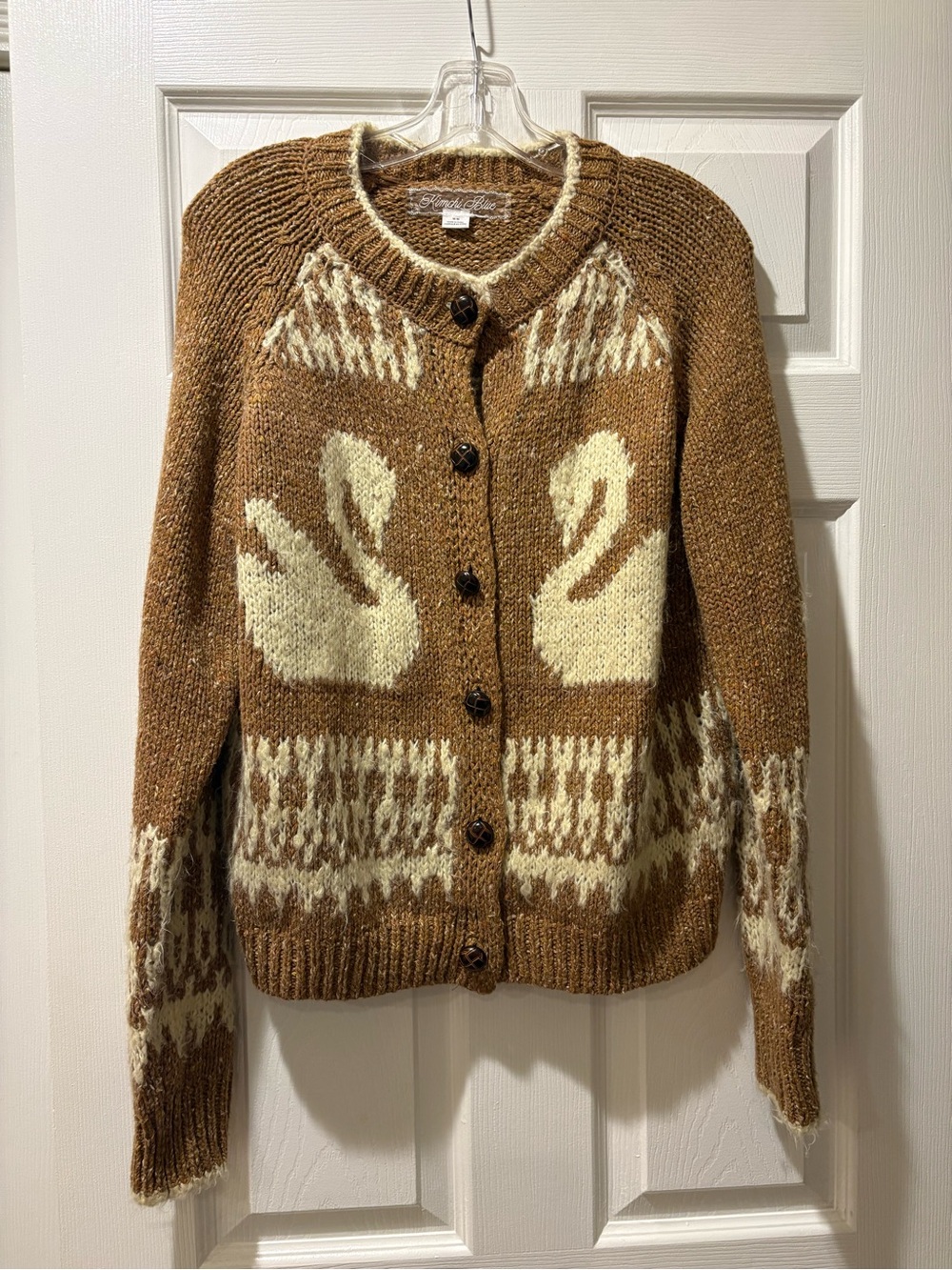 Kimchi Blue Brown & Cream Swan Button-Front Sweater Cardigan